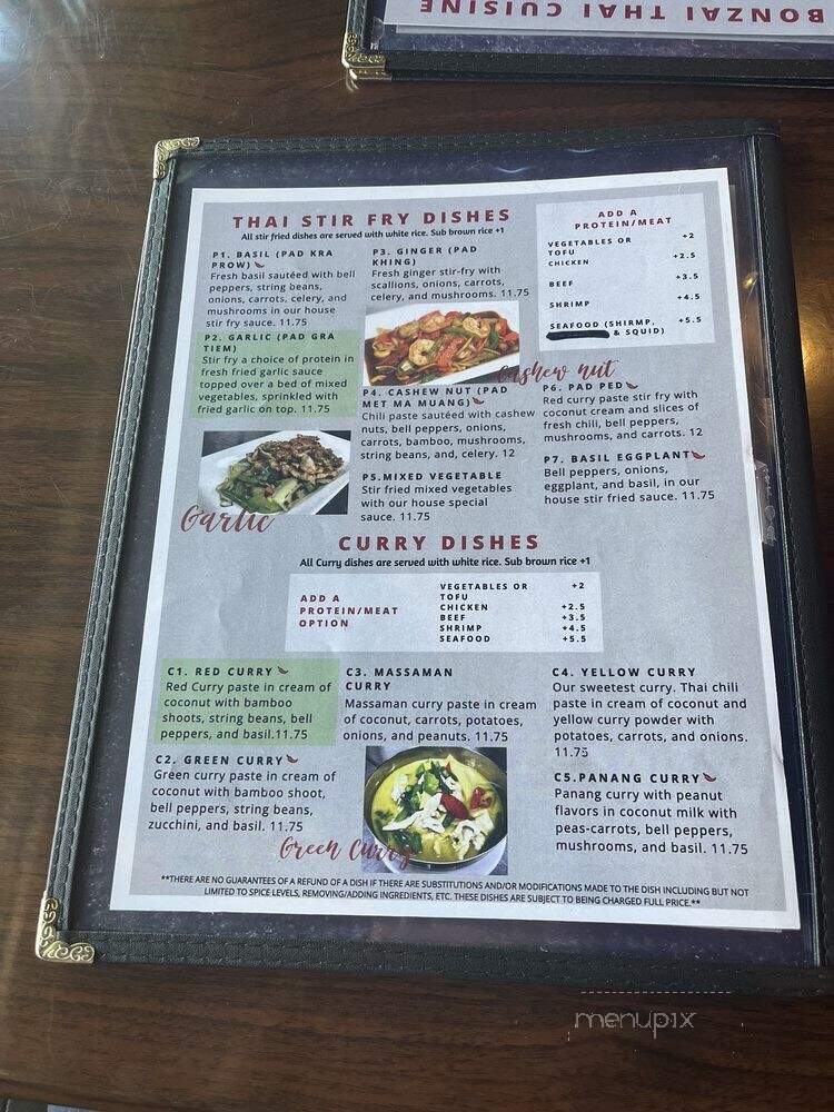 Bonzai Thai & Japanese Cuisine - Charlotte, NC menu_pic