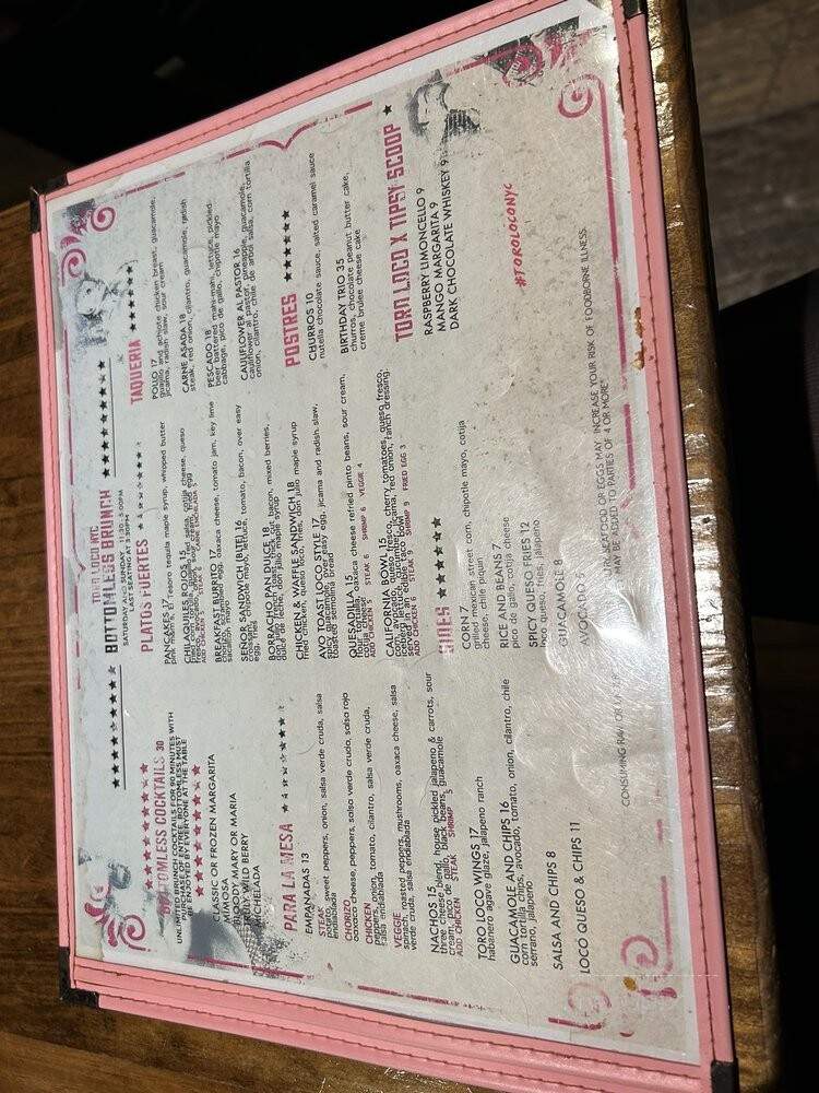 Toro Loco - New York, NY menu_pic