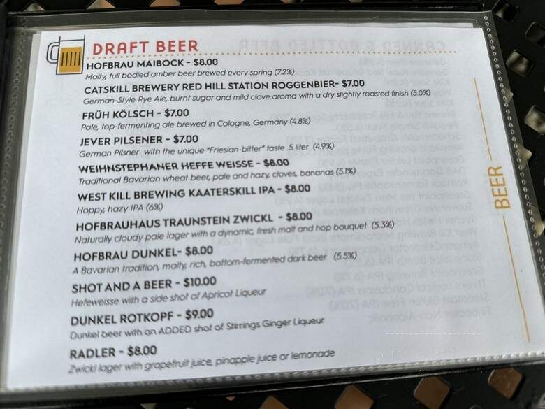 Jagerberg Beer Hall & Alpine Tavern - Hunter, NY menu_pic