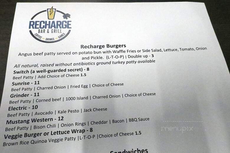 Recharge Bar & Grill - Sparks, NV menu_pic