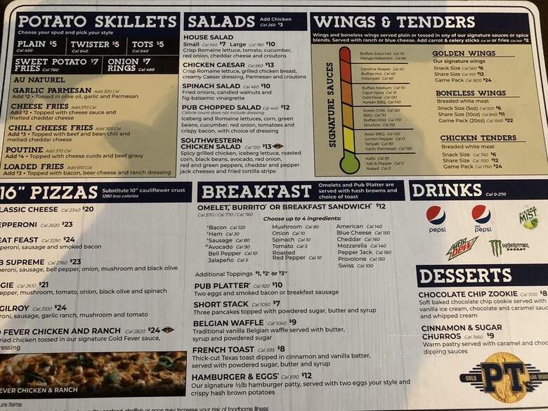 PT's Gold - Henderson, NV menu_pic