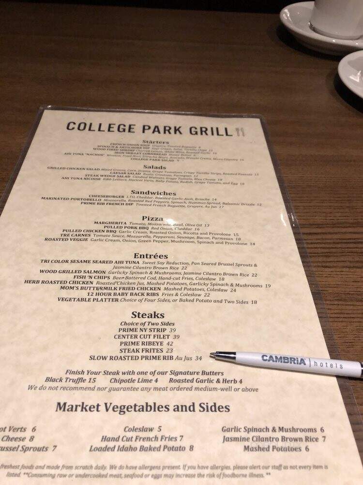 College Park Grill - College Park, MD menu_pic