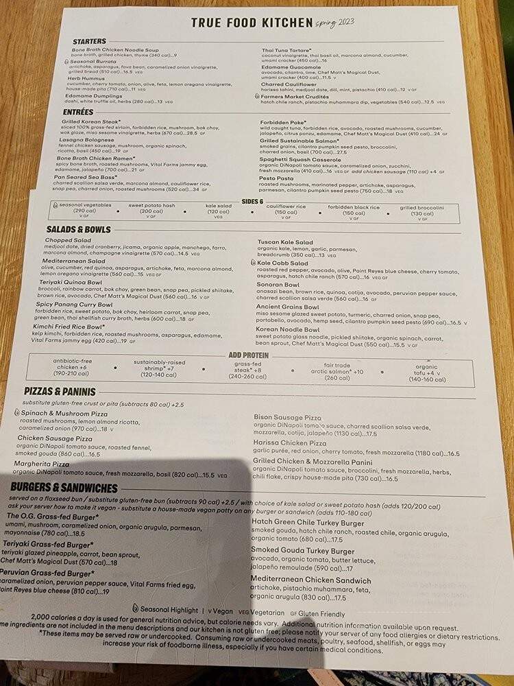 True Food Kitchen - Boca Raton, FL menu_pic