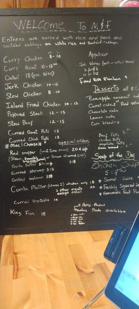 M&F Jamaican cafe on Wheelz - Richmond, VA menu_pic