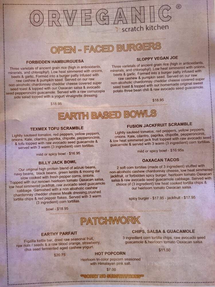 OrVeganic - Lawndale, CA menu_pic