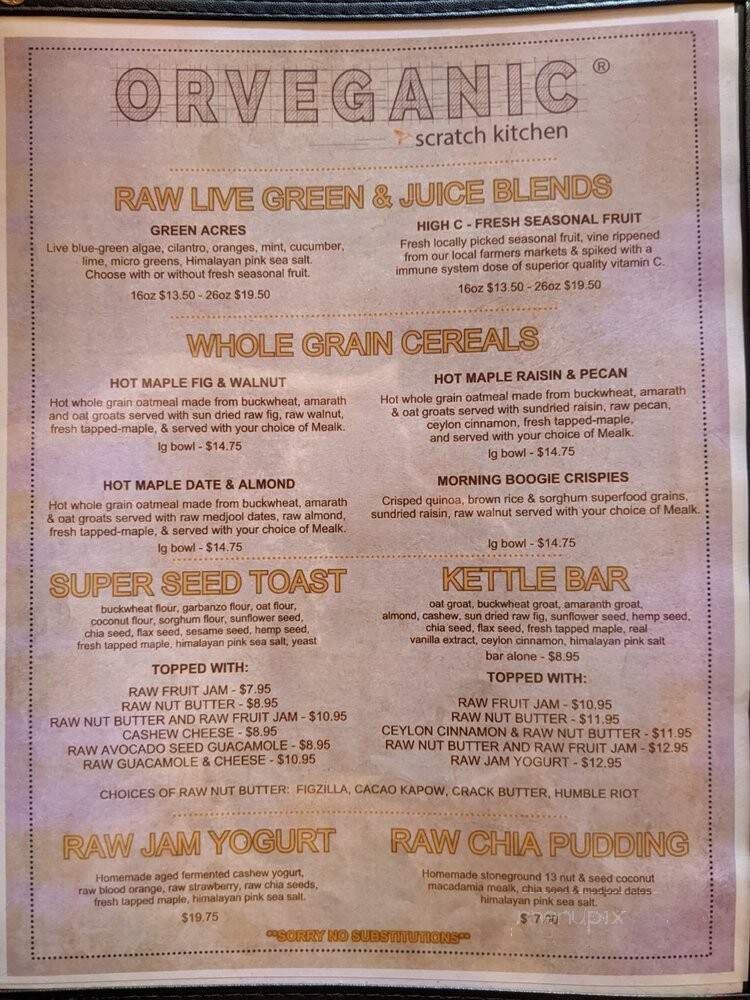 OrVeganic - Lawndale, CA menu_pic