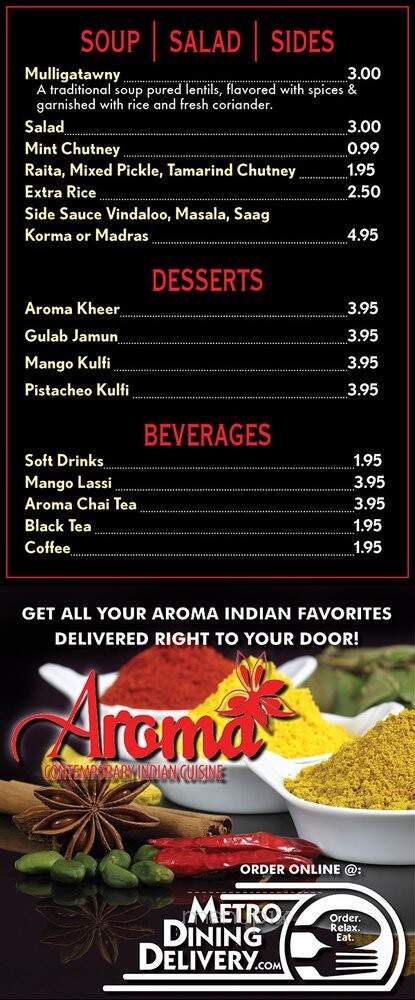 Aroma Indian Cuisine - Lincoln, NE menu_pic