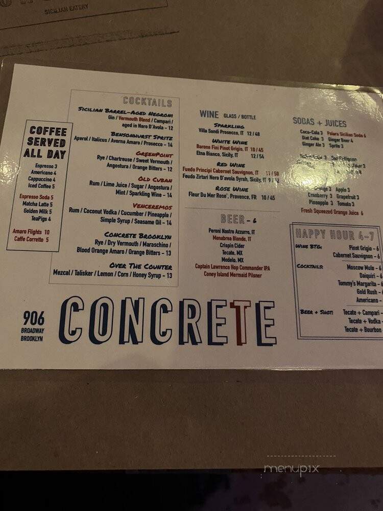Concrete - Brooklyn, NY menu_pic