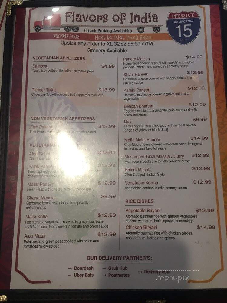 Flavors of india - Hesperia, CA menu_pic