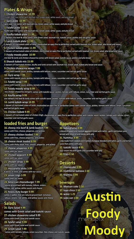 Austin Foody Moody - Austin, TX menu_pic