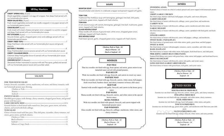 Dek Thai - Burien, WA menu_pic