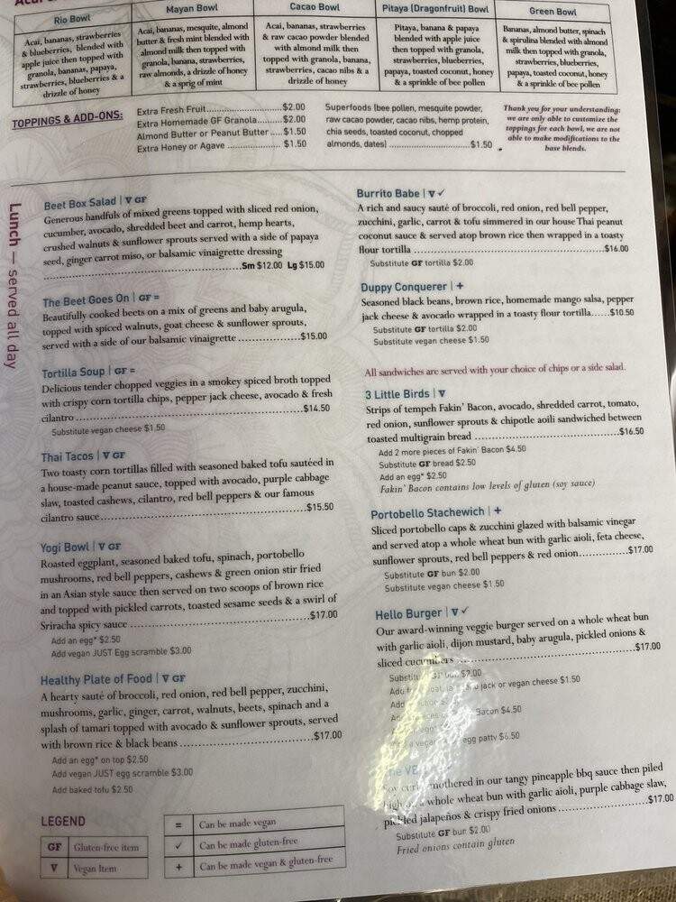 The Beet Box Cafe - Kailua, HI menu_pic