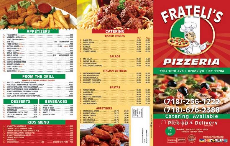 Frateli's Pizzeria - Brooklyn, NY menu_pic