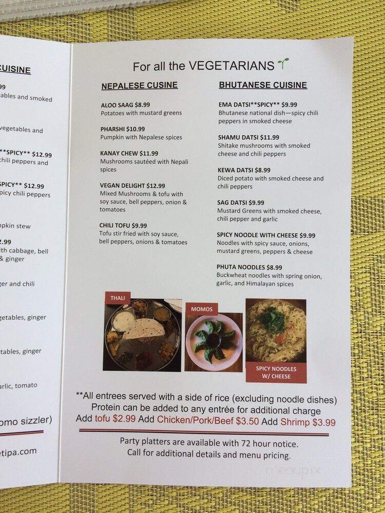 Yak n Yeti II - Carlisle, PA menu_pic