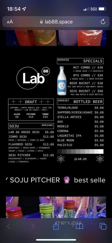 LAB 88 - El Monte, CA menu_pic