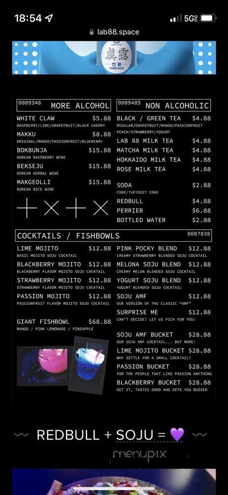 LAB 88 - El Monte, CA menu_pic