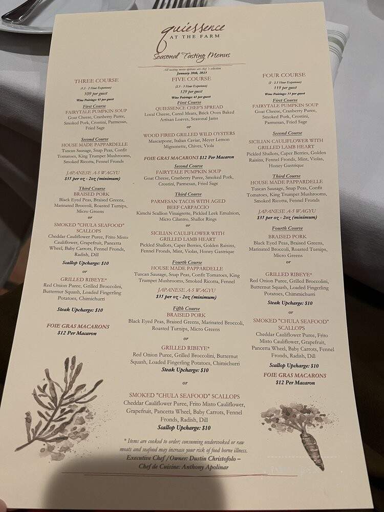 Quiessence At The Farm - Phoenix, AZ menu_pic