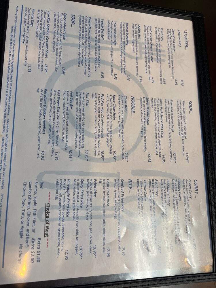 Mesa Thai Cuisine - Los Angeles, CA menu_pic