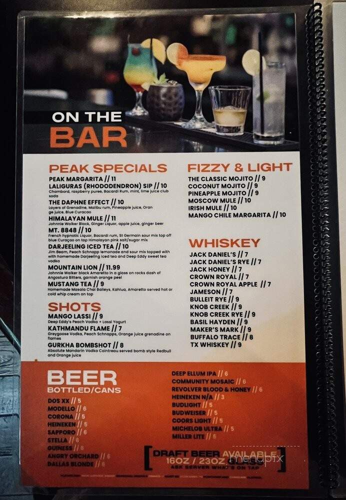 Peak Restaurant and Bar - Irving, TX menu_pic
