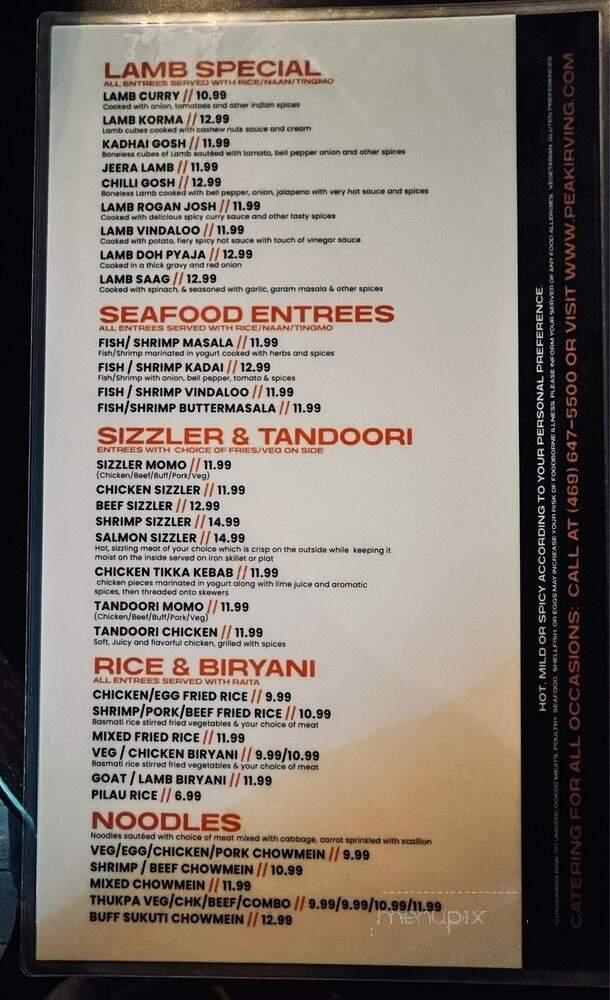 Peak Restaurant and Bar - Irving, TX menu_pic