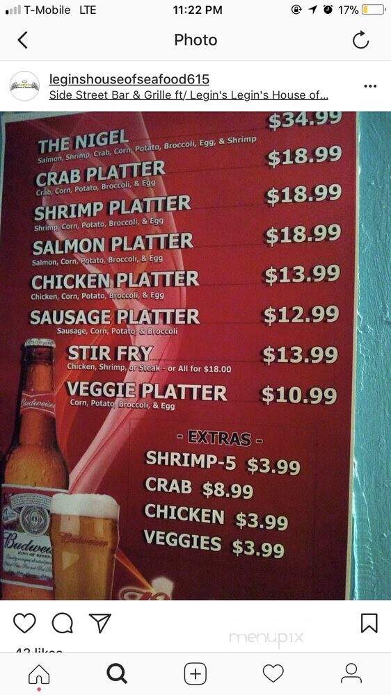 Legin's House of Seafood - Goodlettsville, TN menu_pic
