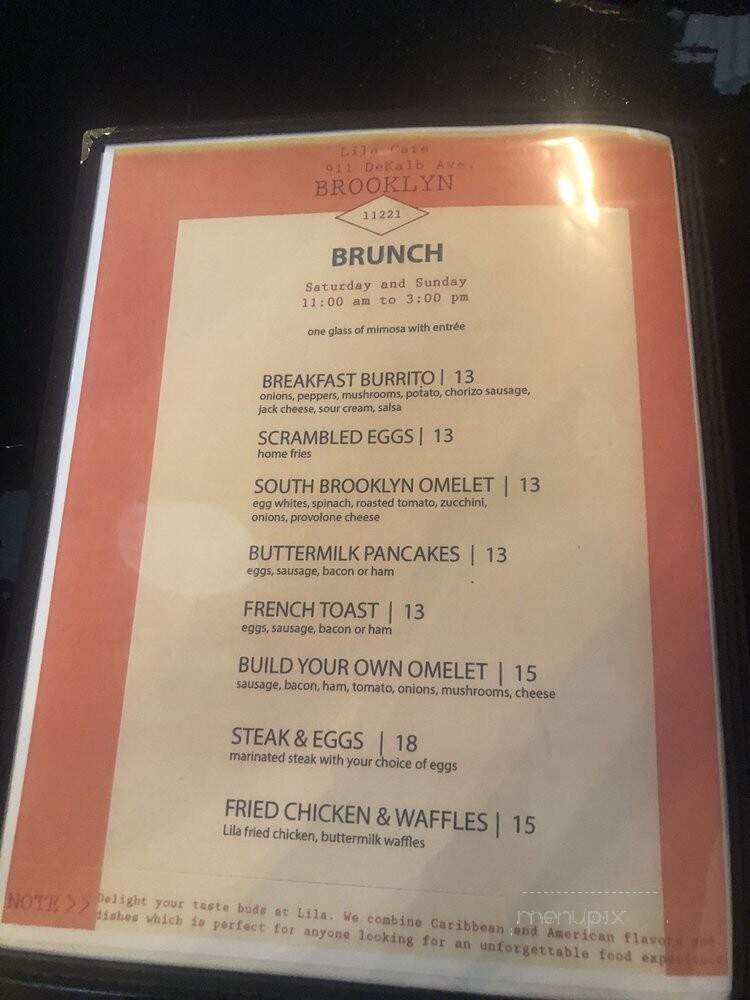 Lila Cafe - Brooklyn, NY menu_pic