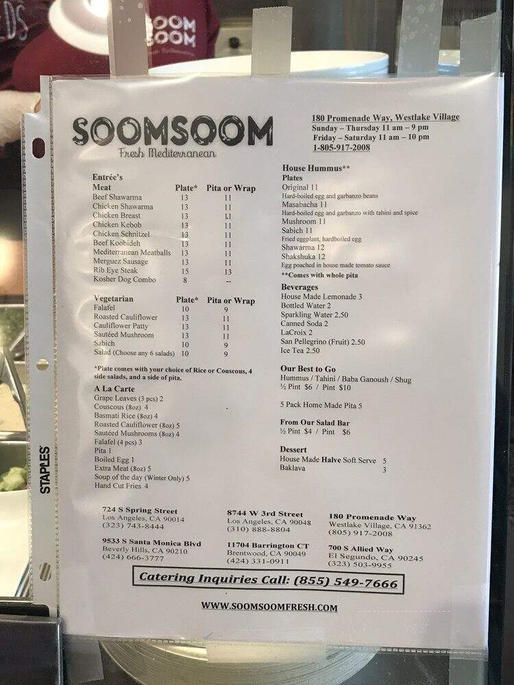 Soom Soom Fresh - Westlake Village, CA menu_pic