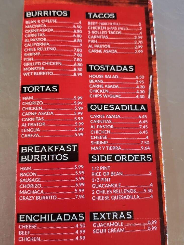 Aliberto's Jr - Ontario, CA menu_pic