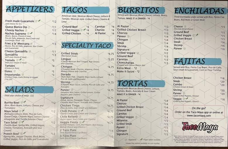 Taco Maya - Chicago, IL menu_pic