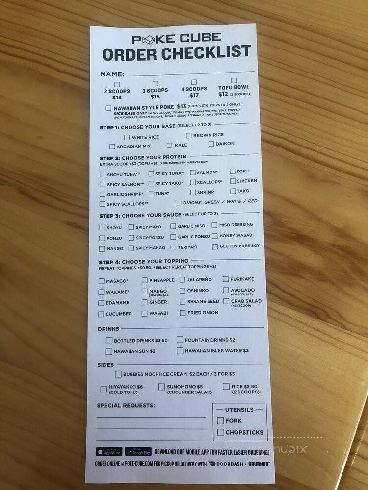 Poke Cube - Rancho Cordova, CA menu_pic