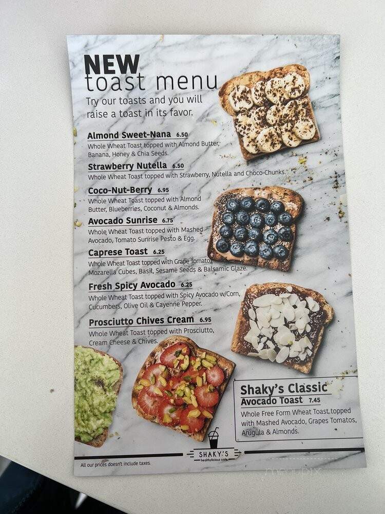 Shaky's - North Bergen, NJ menu_pic
