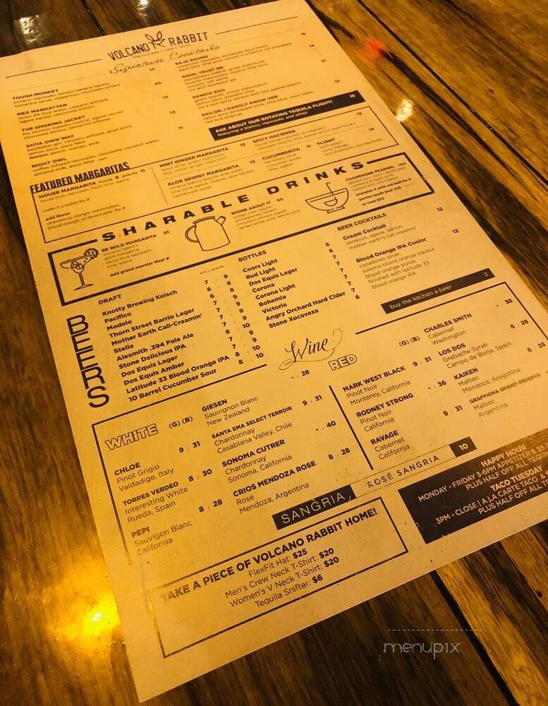 Volcano Rabbit - San Diego, CA menu_pic