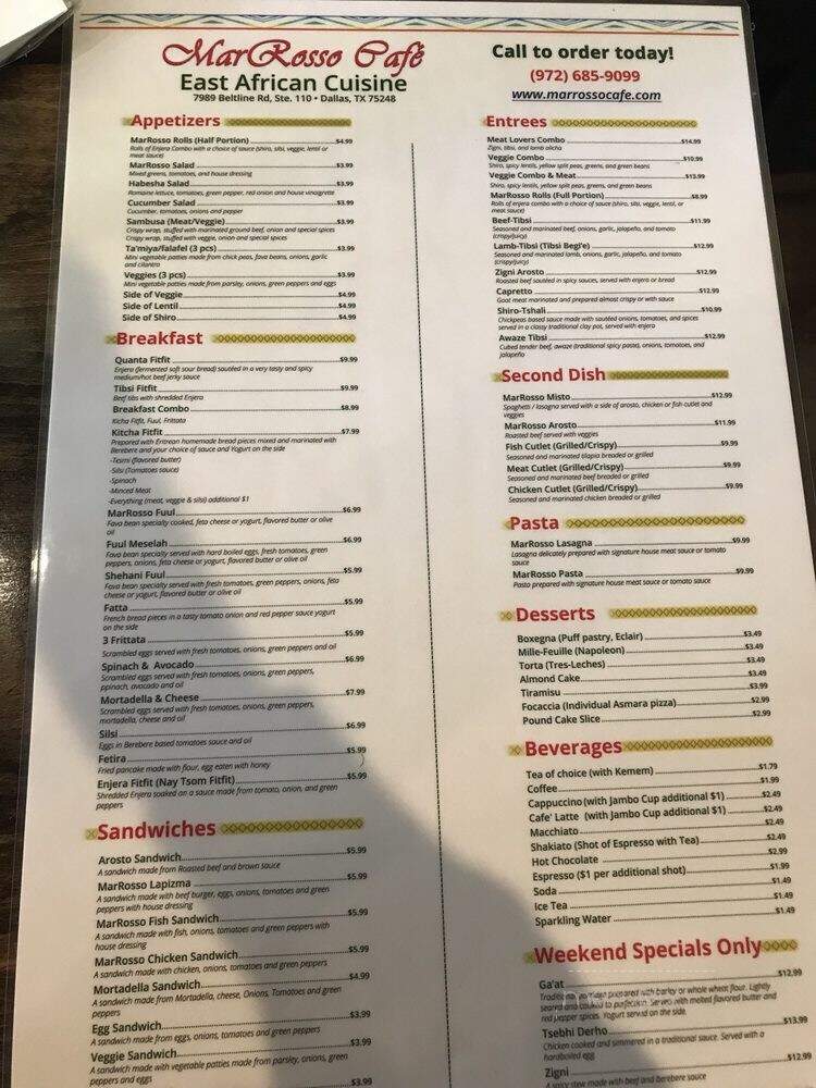 MarRosso Cafe - Dallas, TX menu_pic