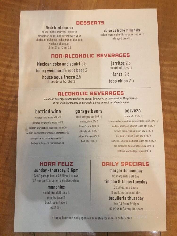 Stan Diego Baja Taco Kitchen - Walker, MI menu_pic