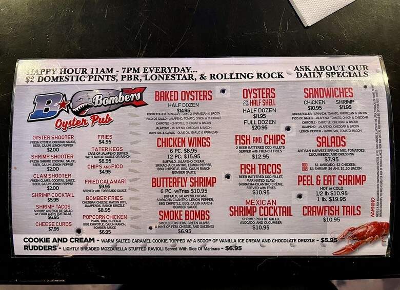 B-17 Bombers Oyster Pub - El Paso, TX menu_pic
