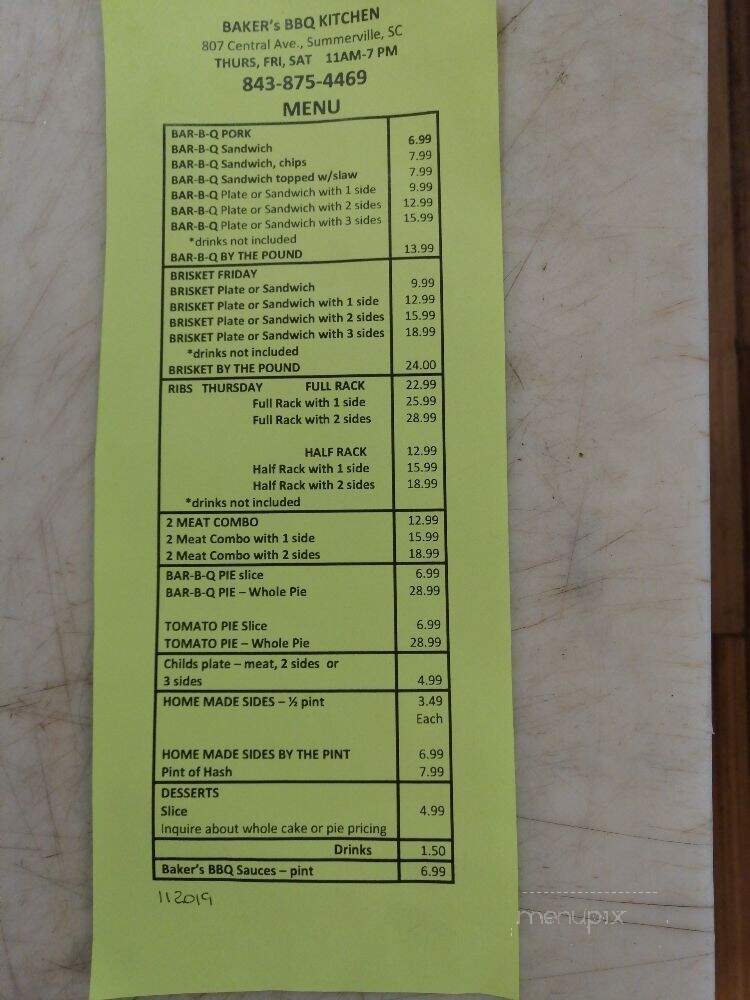 Bakers Cottage Kitchen - Summerville, SC menu_pic