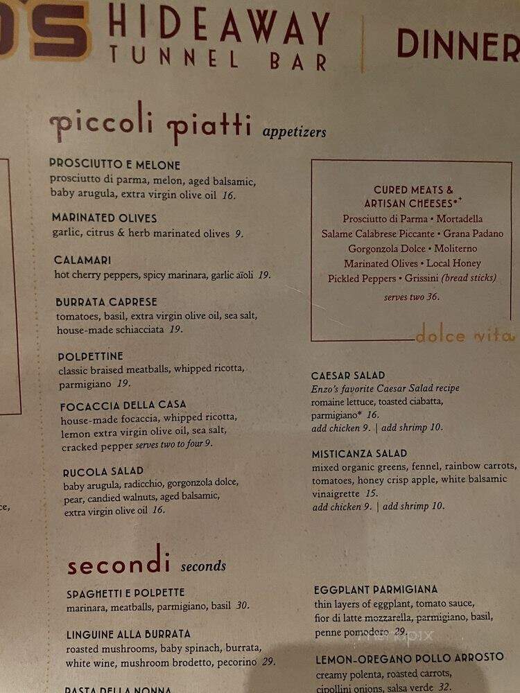 Enzo's Hideaway - Lake Buena Vista, FL menu_pic