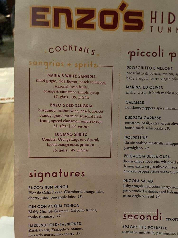 Enzo's Hideaway - Lake Buena Vista, FL menu_pic