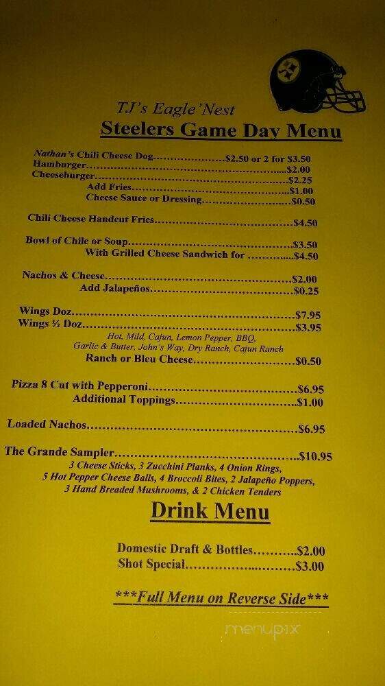 TJ's Eagle's Nest - Uniontown, PA menu_pic