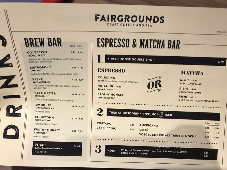 Fairgrounds Coffee and Tea - Minneapolis, MN menu_pic