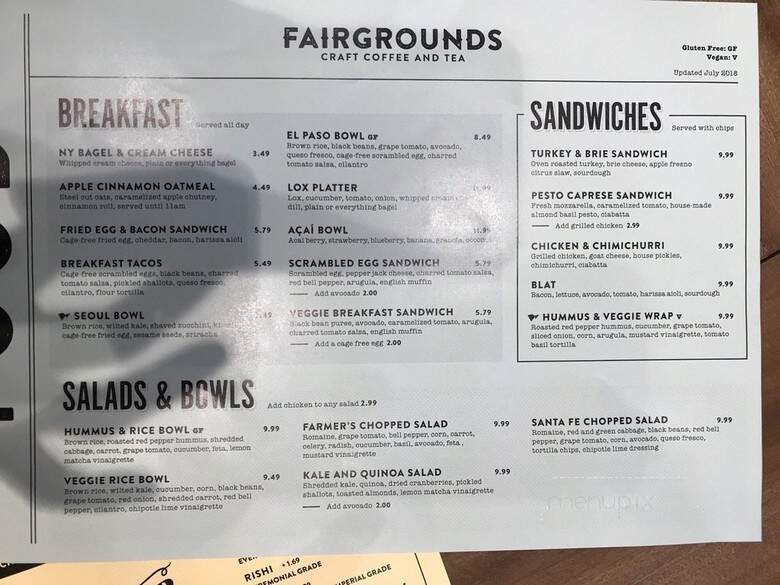 Fairgrounds Coffee and Tea - Minneapolis, MN menu_pic