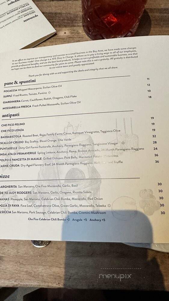Che Fico - San Francisco, CA menu_pic