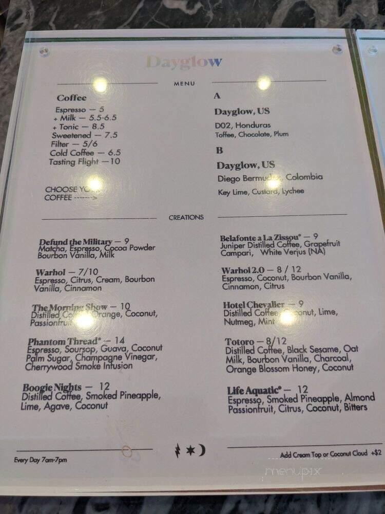 Dayglow - Los Angeles, CA menu_pic