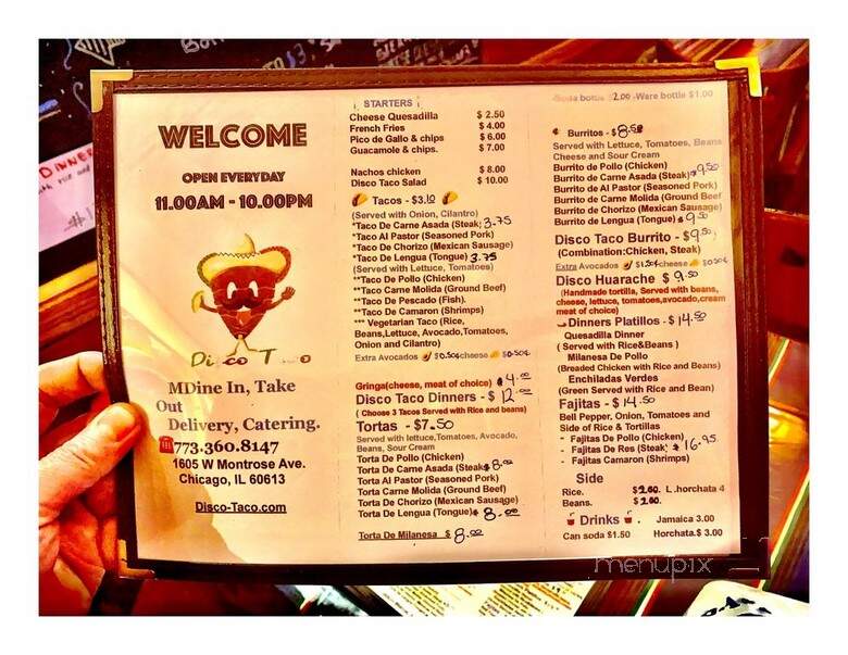 Disco Taco - Chicago, IL menu_pic