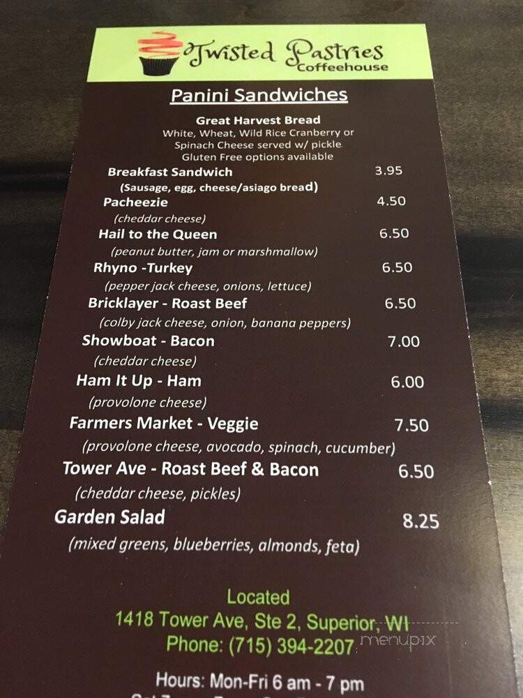 Twisted Pastries Coffeehouse - Superior, WI menu_pic