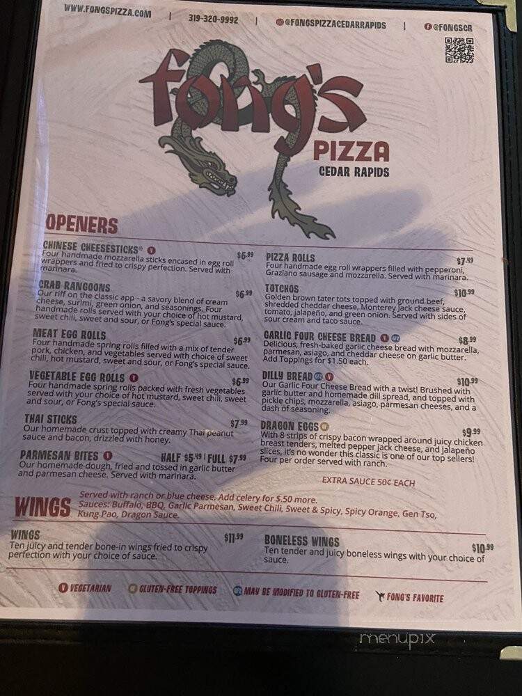 Fong's Pizza - Cedar Rapids, IA menu_pic