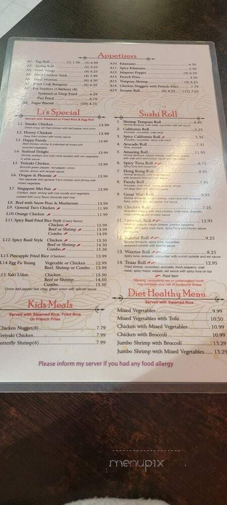 Li's Chinese Kitchen - Mansfield, TX menu_pic