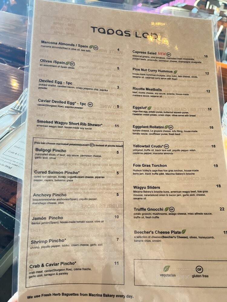 Tapas Lab - Seattle, WA menu_pic