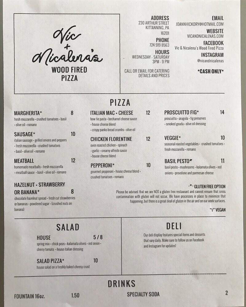 Vic and Nicalena's Wood Fired Pizza - Kittanning, PA