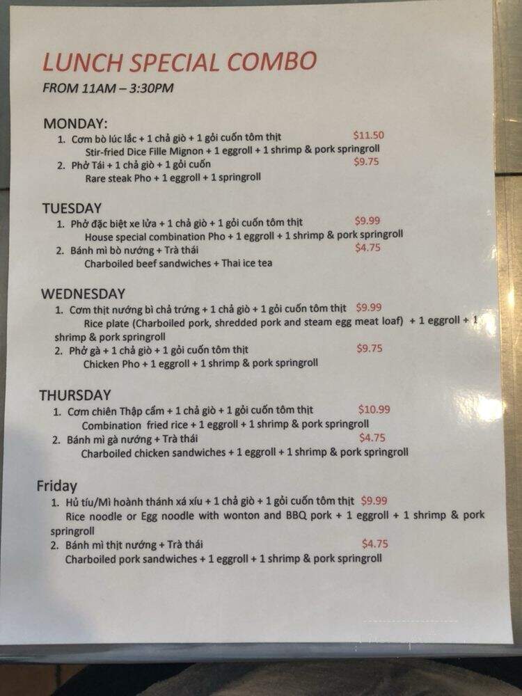 Pho Oh! Ngon - La Puente, CA menu_pic